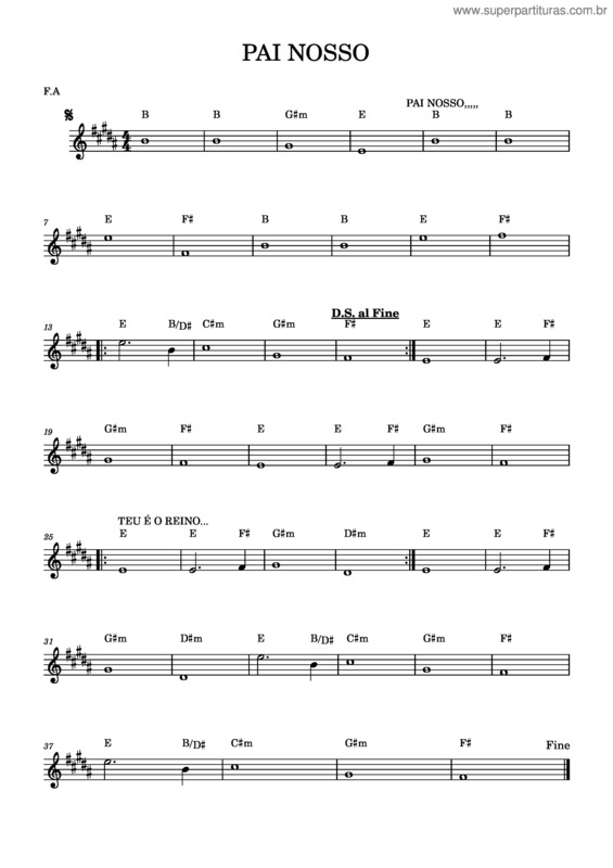 Partitura da música Pai Nosso v.29