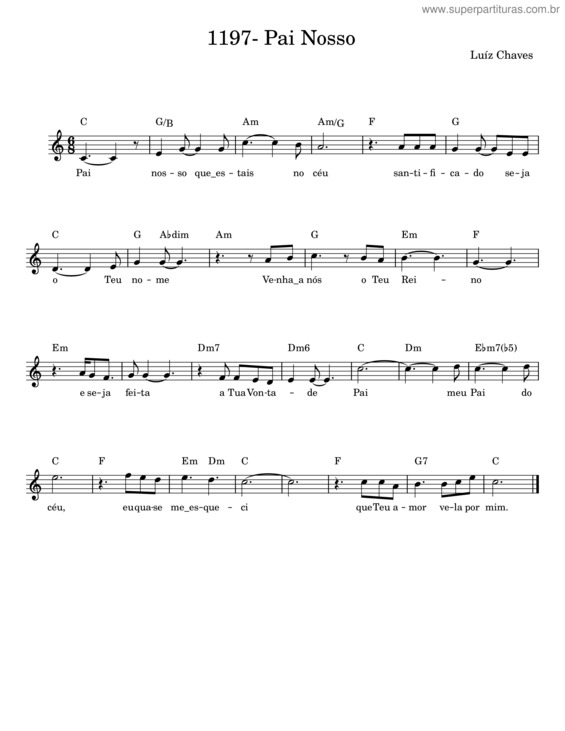 Partitura da música Pai Nosso v.34