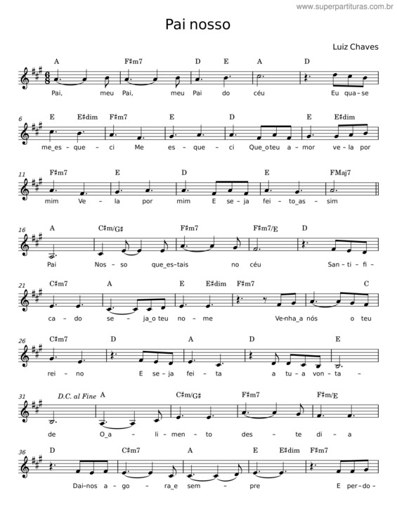 Partitura da música Pai Nosso v.35