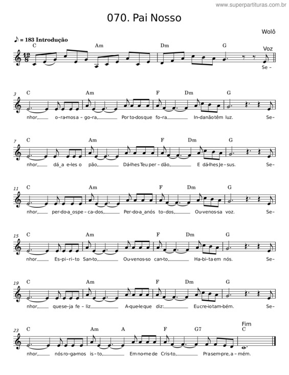 Partitura da música Pai Nosso v.36