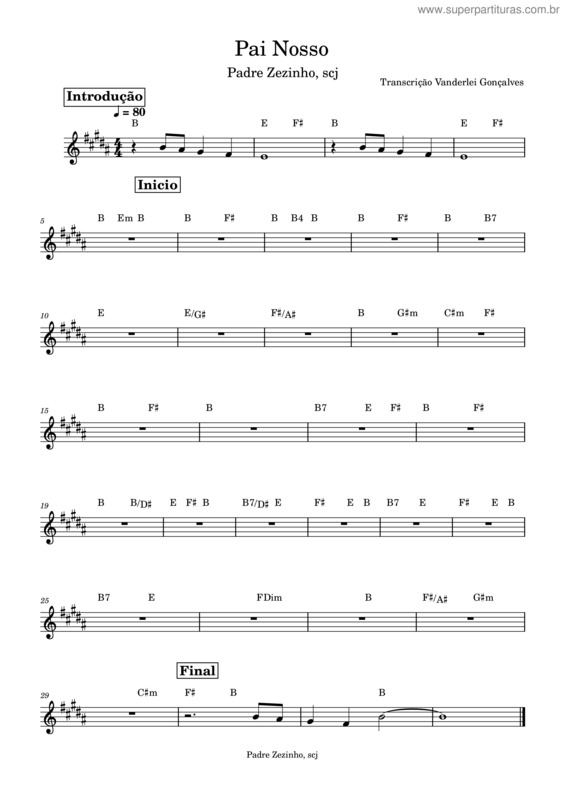 Partitura da música Pai Nosso v.37