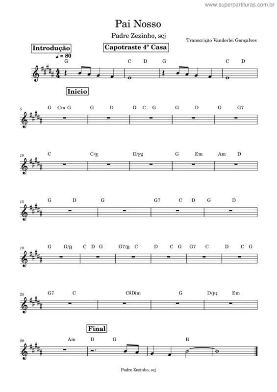 Partitura da música Pai Nosso v.38