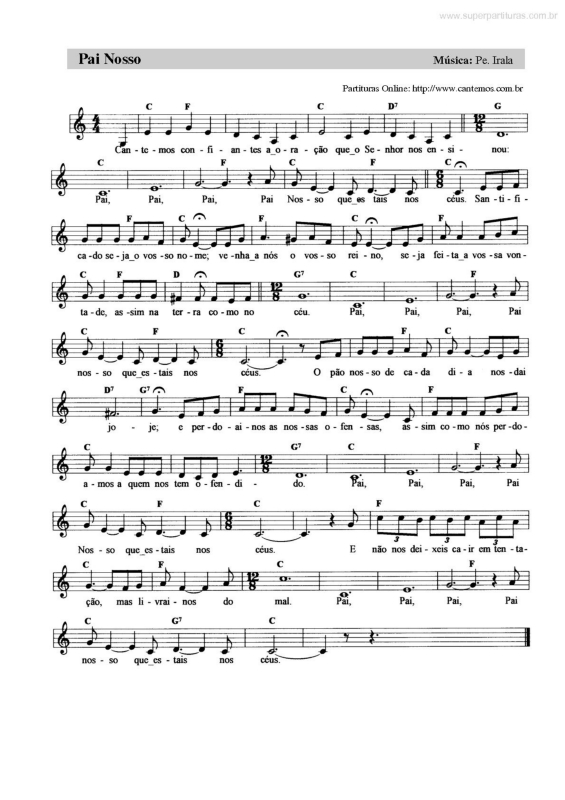 Partitura da música Pai Nosso v.4