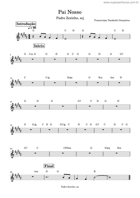 Partitura da música Pai Nosso v.42