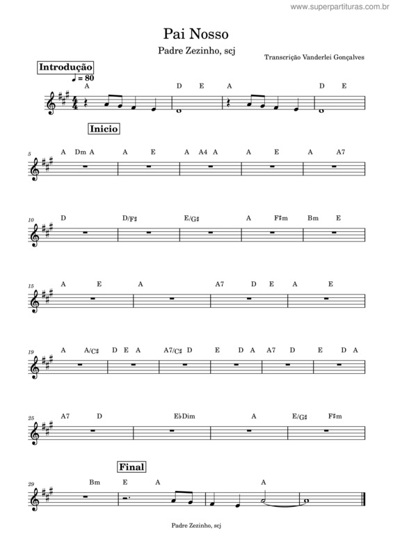 Partitura da música Pai Nosso v.44