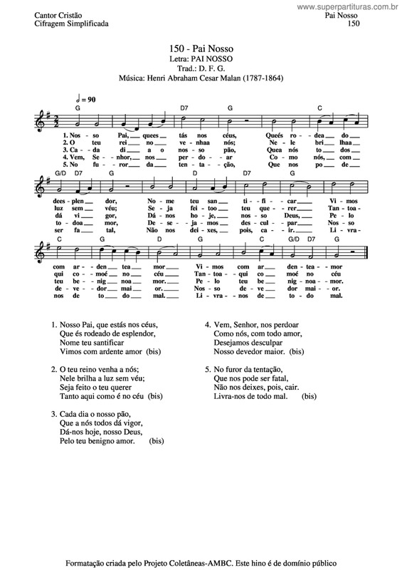 Partitura da música Pai Nosso v.8