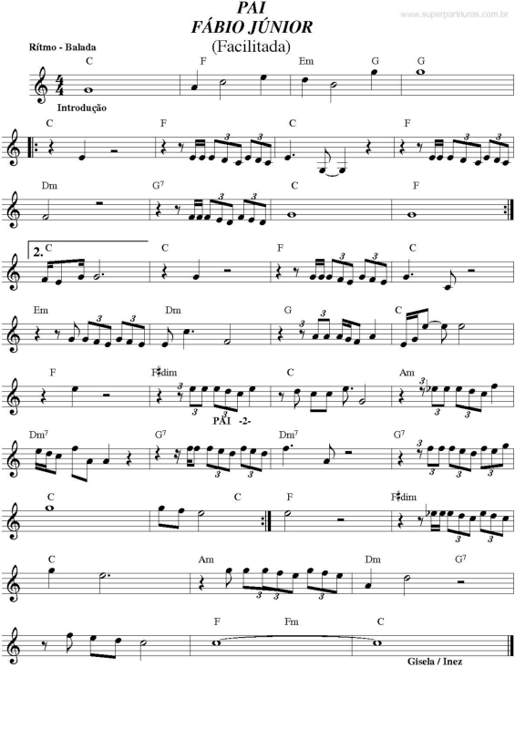 Partitura da música Pai v.2