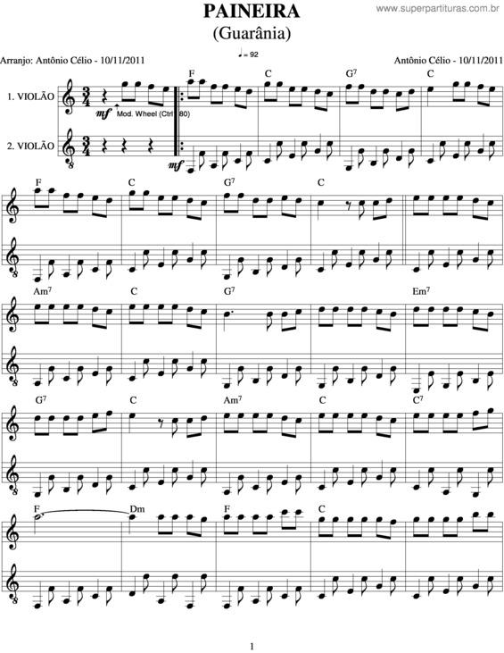 Partitura da música Paineira v.3