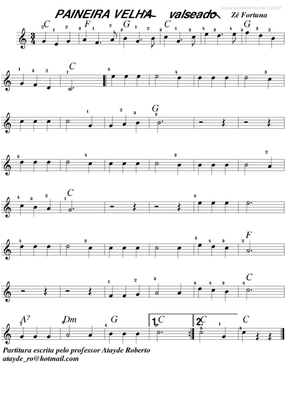 Partitura da música Paineira Velha