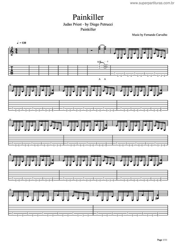 Partitura da música Painkiller