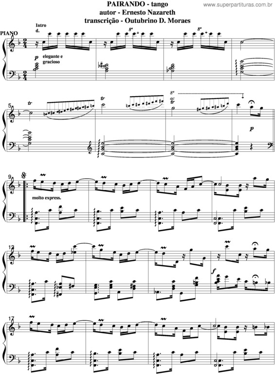 Partitura da música Pairando