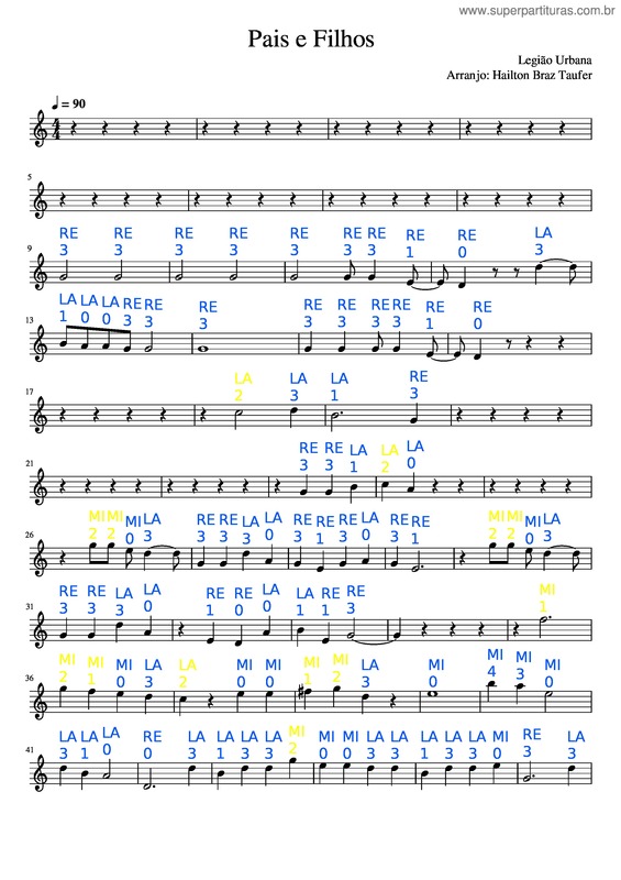 Partitura da música Pais E Filhos v.10