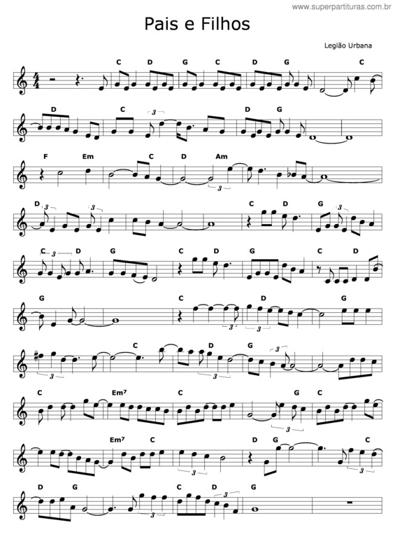 Partitura da música Pais E Filhos v.4