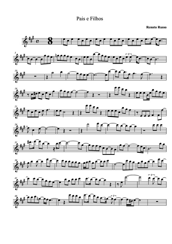 Partitura da música Pais e Filhos v.5