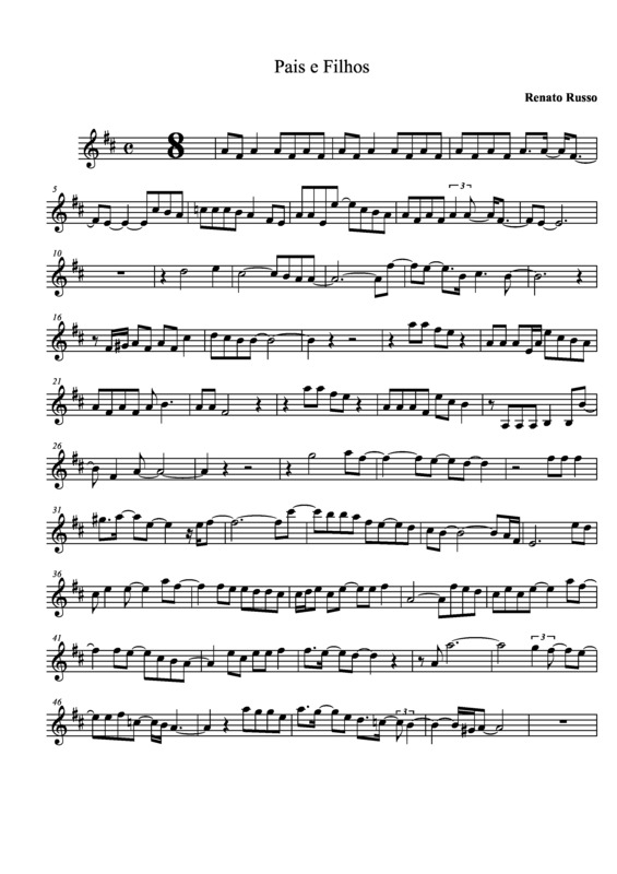 Partitura da música Pais e Filhos v.6