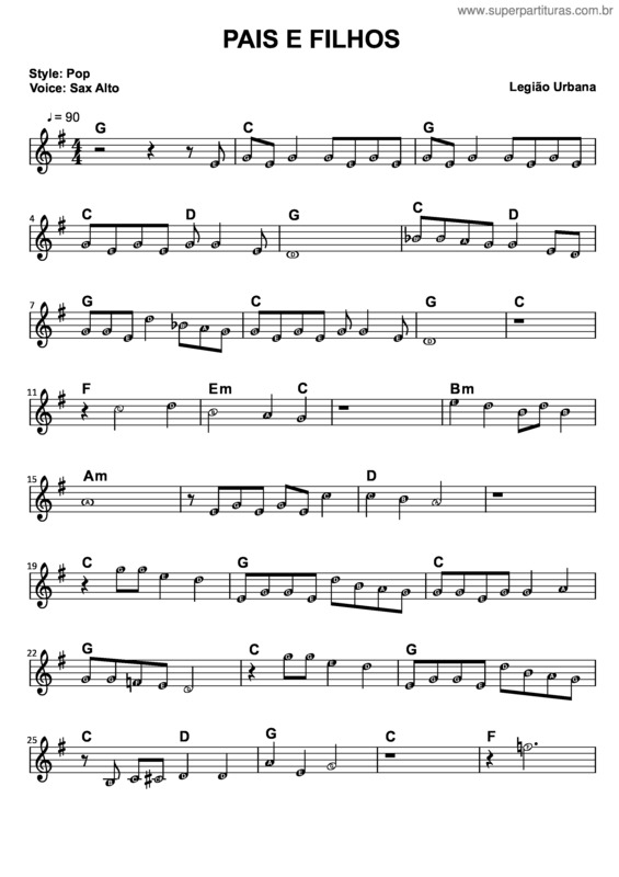 Partitura da música Pais E Filhos v.7