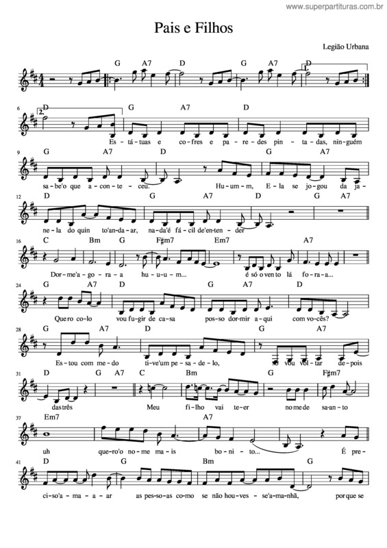 Partitura da música Pais E Filhos v.8