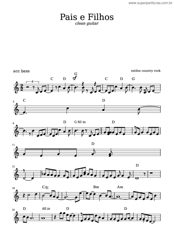 Partitura da música Pais E Filhos v.9