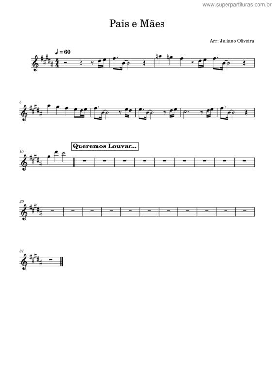 Partitura da música Pais E Mães – Trumpet