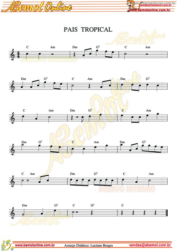 Partitura da música País Tropical v.2