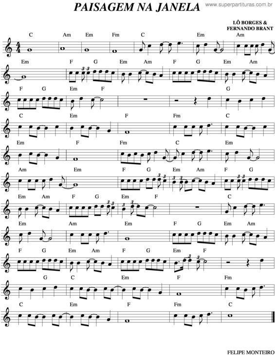 Partitura da música Paisagem Na Janela v.2