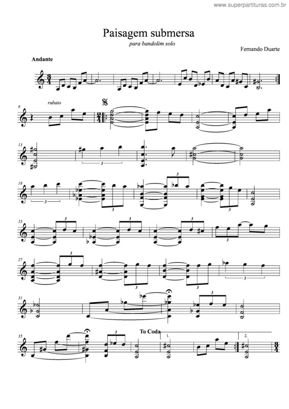 Partitura da música Paisagem submersa