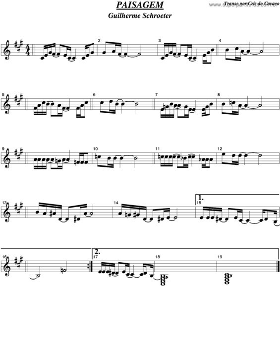 Partitura da música Paisagem