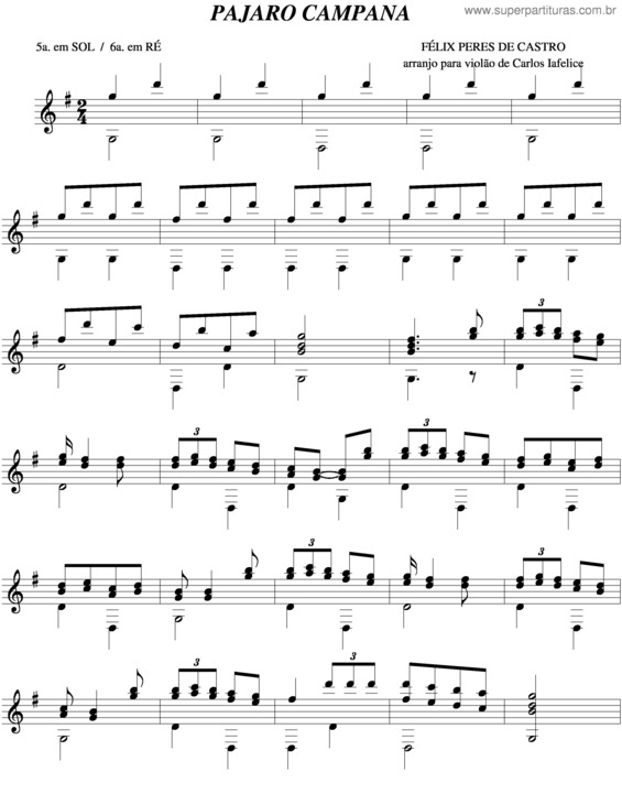 Partitura da música Pajaro Campana