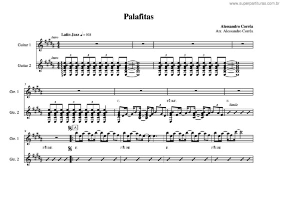 Partitura da música Palafitas