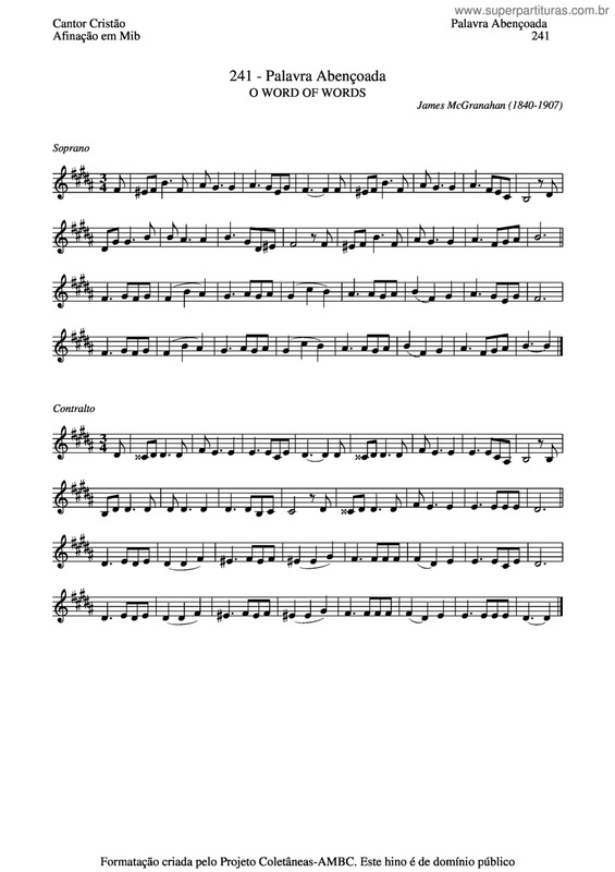 Partitura da música Palavra Abençoada v.3