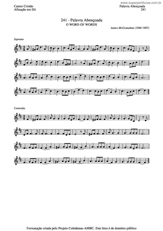 Partitura da música Palavra Abençoada