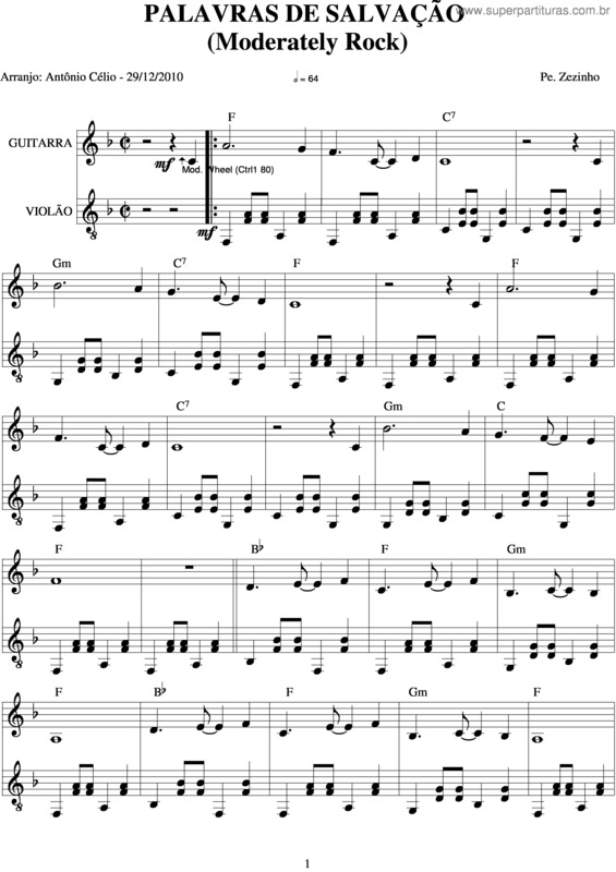 Partitura da música Palavras Da Salvação