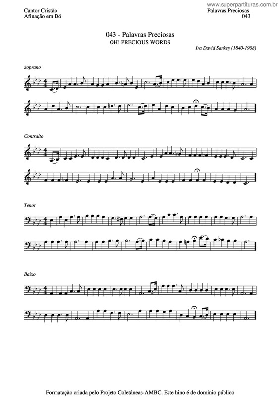 Partitura da música Palavras Preciosas v.2