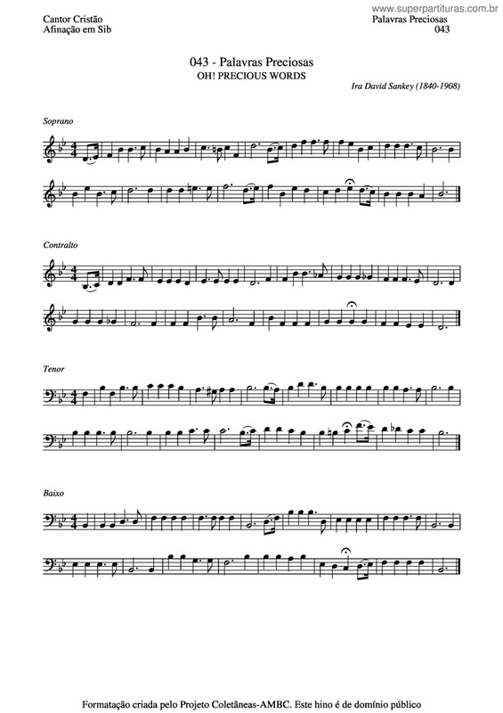 Partitura da música Palavras Preciosas v.3