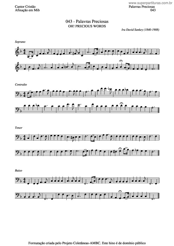 Partitura da música Palavras Preciosas v.4