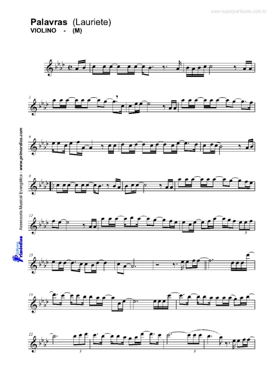 Partitura da música Palavras