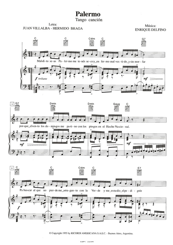 Partitura da música Palermo