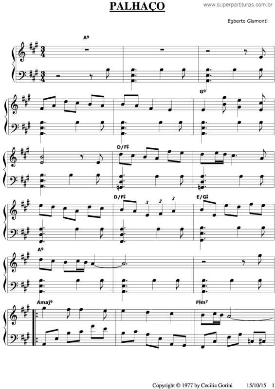 Partitura da música Palhaço v.2