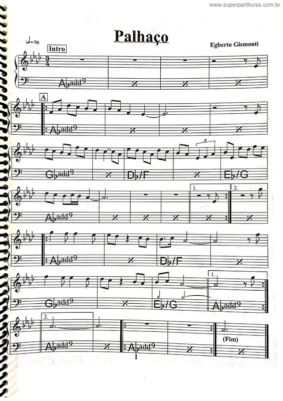 Partitura da música Palhaço v.4