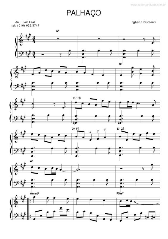 Partitura da música Palhaço