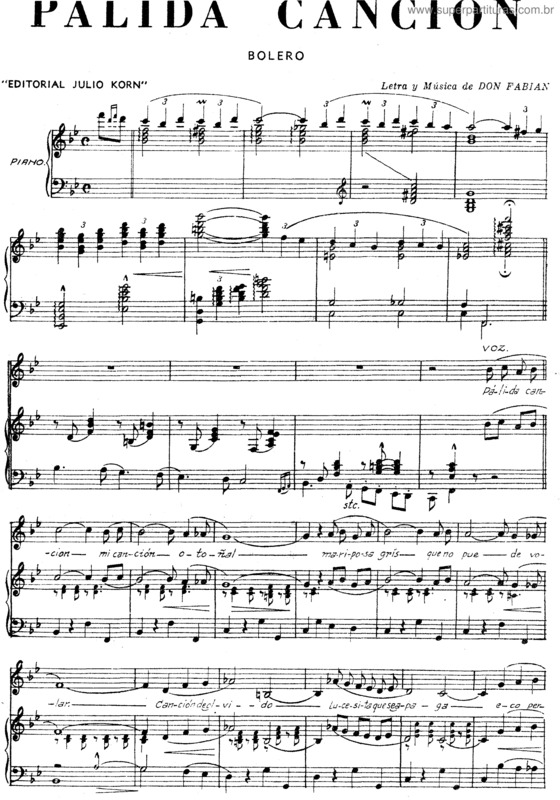 Partitura da música Pálida Canción