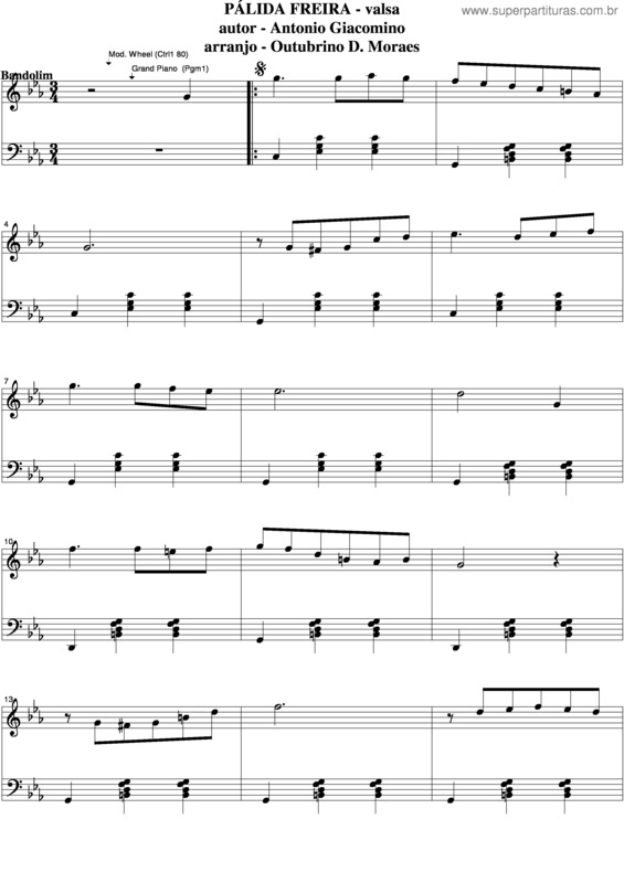 Partitura da música Pálida Freira v.3