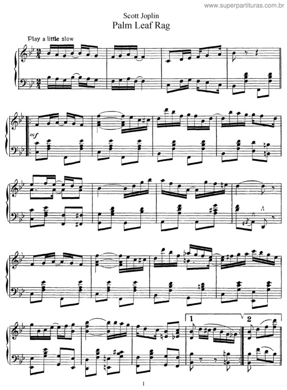 Partitura da música Palm Leaf Rag