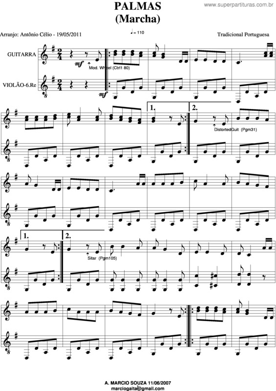 Partitura da música Palmas v.3