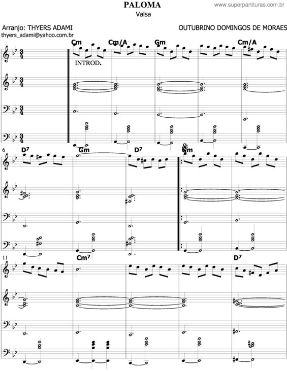 Partitura da música Paloma v.2