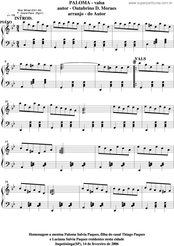 Partitura da música Paloma v.6