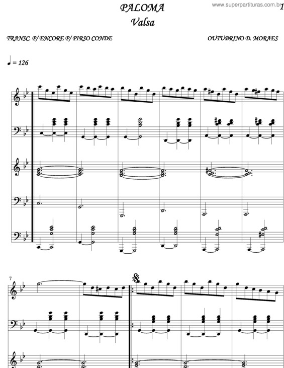 Partitura da música Paloma