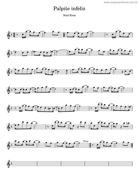 Partitura da música Palpite Infeliz – Noel Rosa v.2