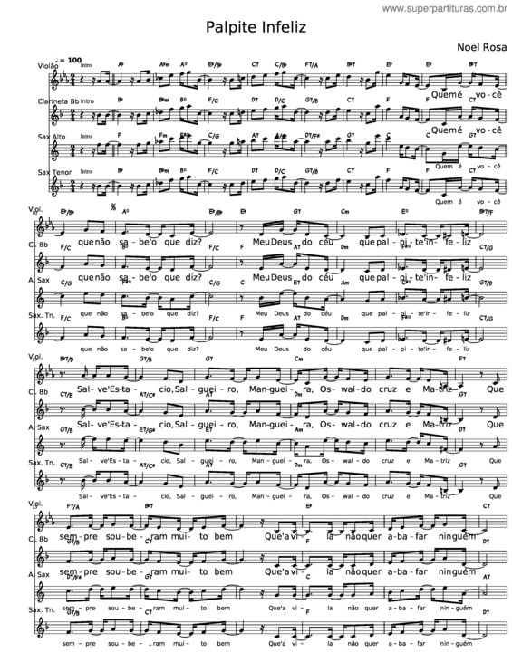 Partitura da música Palpite Infeliz v.5