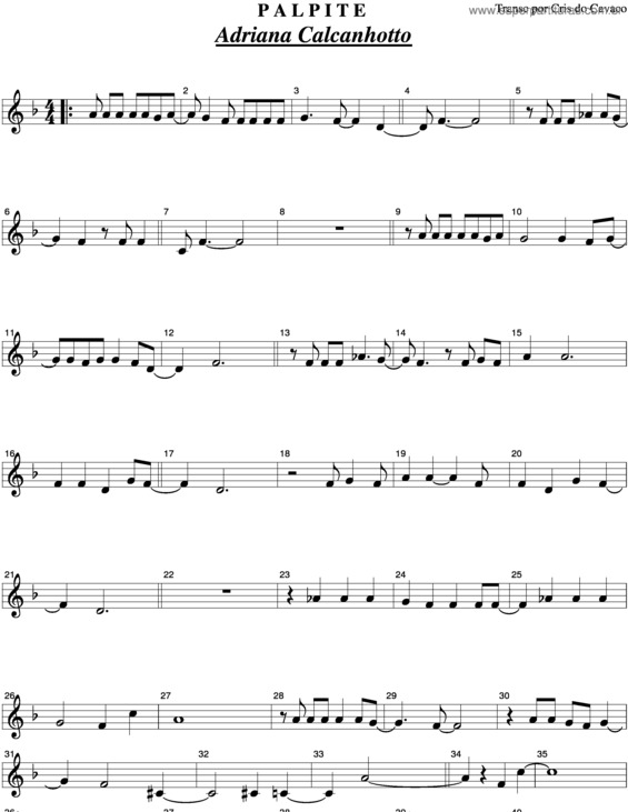 Partitura da música Palpite v.2